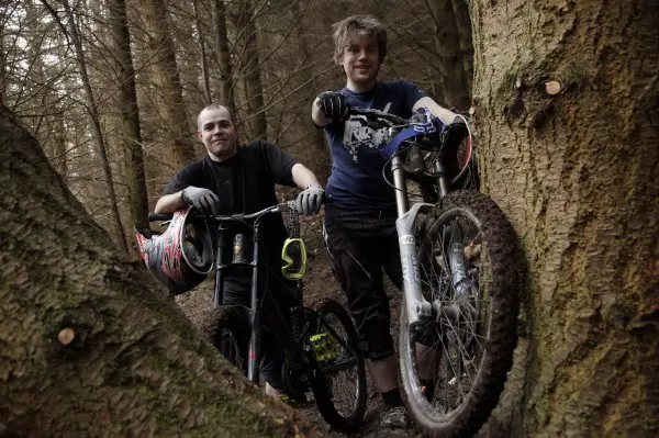 Trail builders Phil Grimes and Carl Davison.  Pic by Mark Pinder.