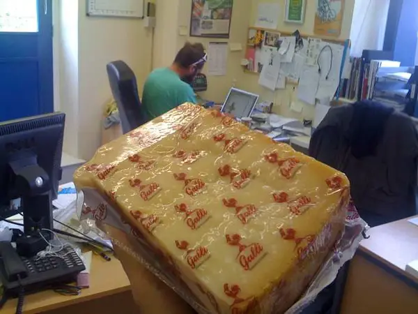 A happy reader sent us two 1kg blocks of parmesan. Mmm... cheese.