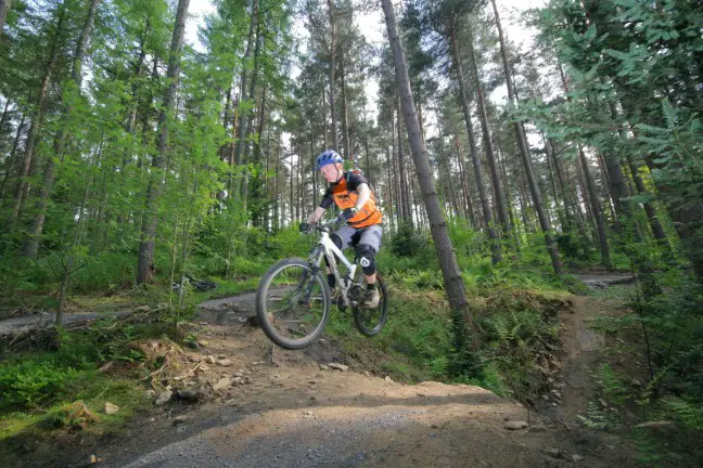 Gary Ewing tackles the new red trail in Hamsterley Forest. Pic by Mat Clark.