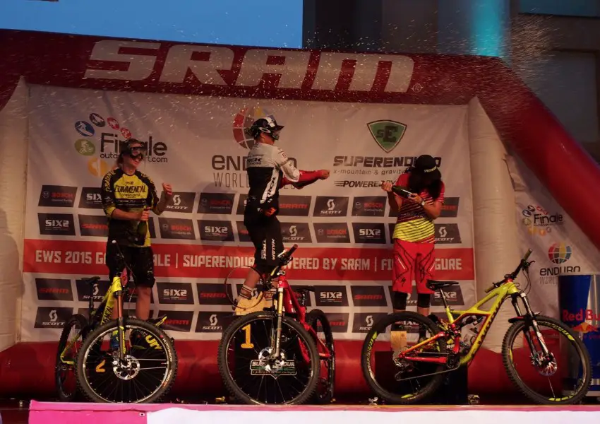 Three times World Champion tracy mosely podium enduro world series champion 2015 finale ligure italy