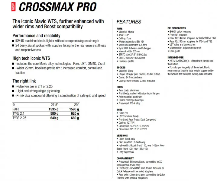 Mavic crossmax pro