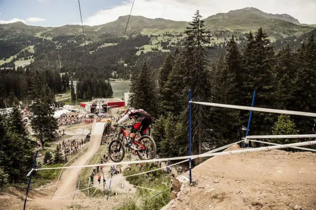 Manon Carpenter performs at the UCI DH World Tour in Lenzerheide on July 9th, 2016 // Bartek Wolinski/Red Bull Content Pool // P-20160709-01446 // Usage for editorial use only // Please go to www.redbullcontentpool.com for further information. //