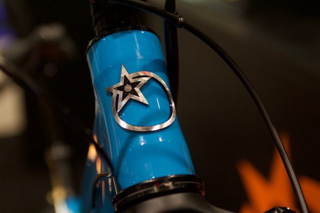 orange four london bike show blue full suspension 27.5 british made alloy single pivot rockshox 