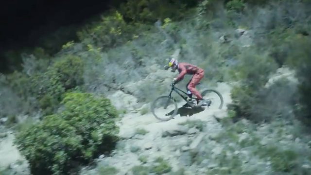 Loic Bruni rides by drone light