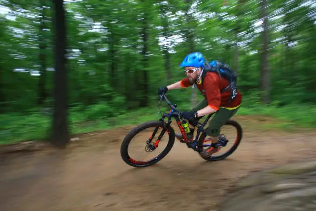 Mark taking the Epic for a spin in the mountains of New Jersey. It weighs about as much as his left leg.