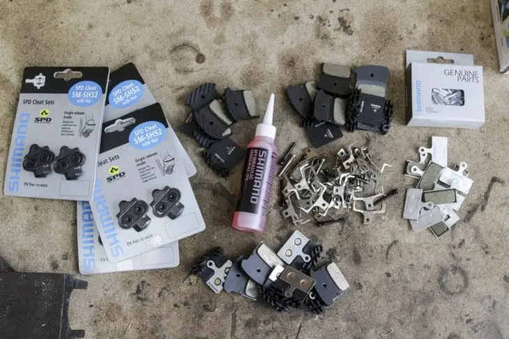 shimano brake pad mineral oil cleats workshop spares