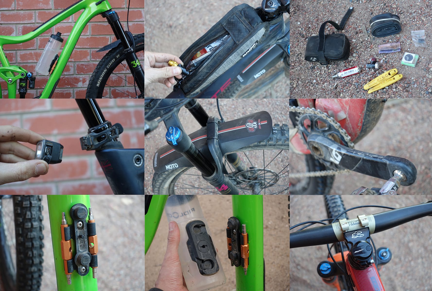 mountain bike accessories mudguard bag tool tube LED