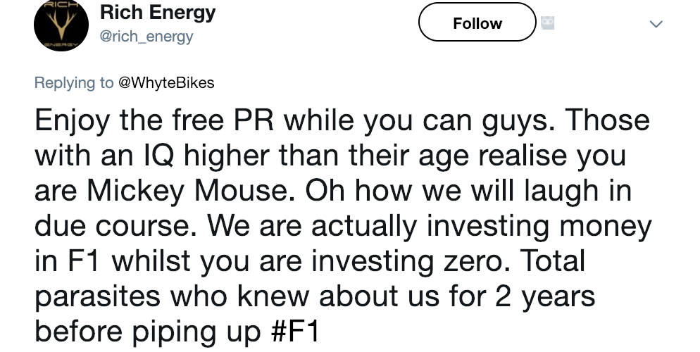 rich energy whyte bikes twitter