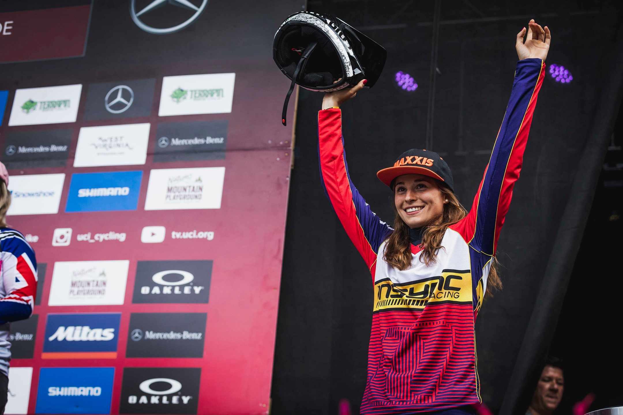 Insync Racing's Veronika Weidmann celebrates third place