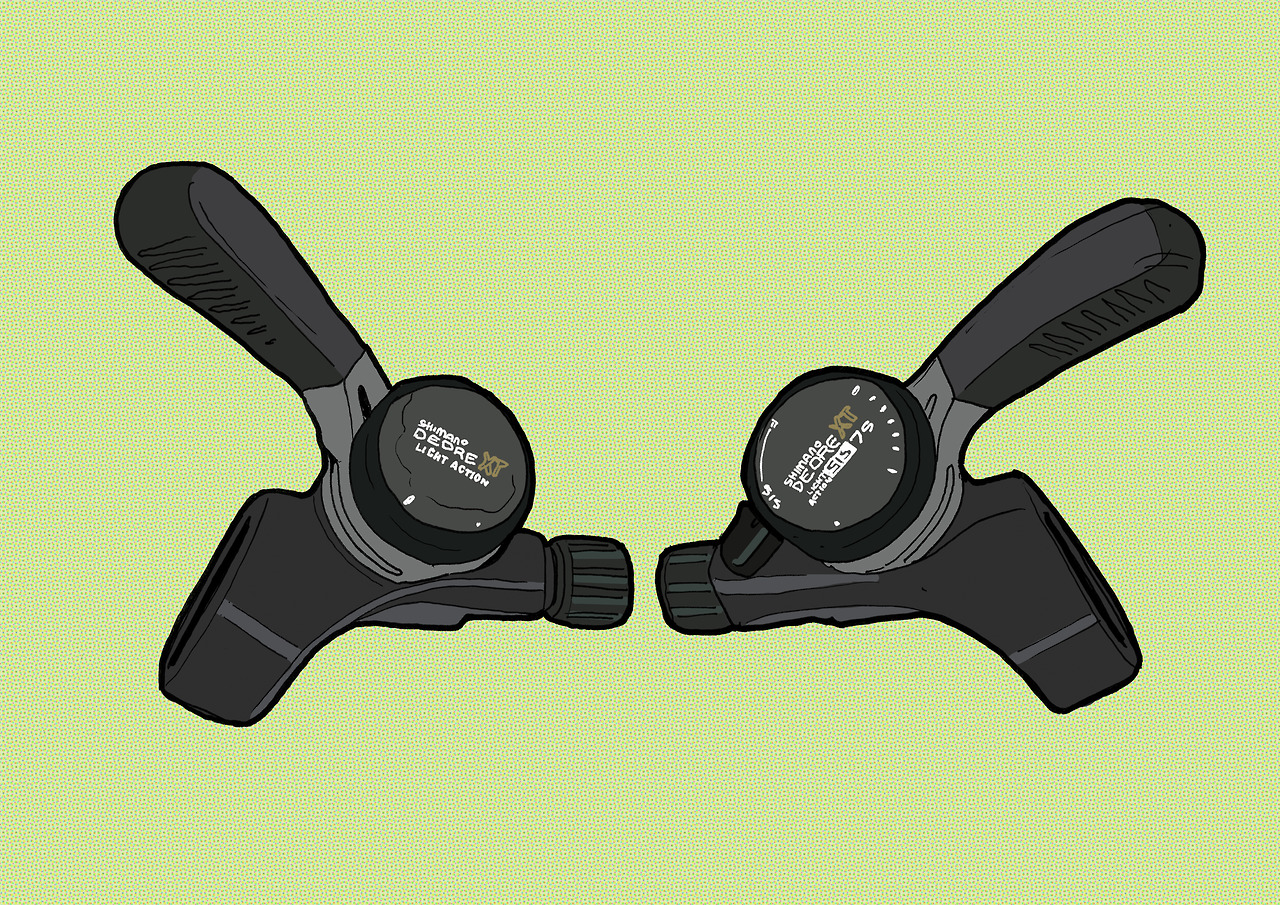 Something for the Shimano fans: XT thumb shifters.