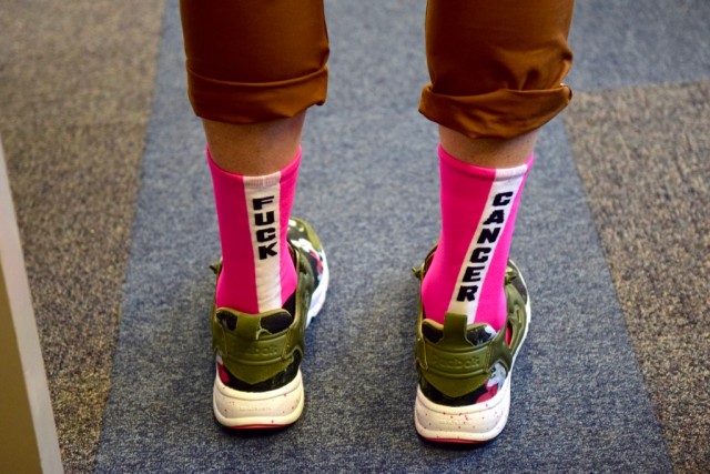 Buy sweary socks, give money to charity.