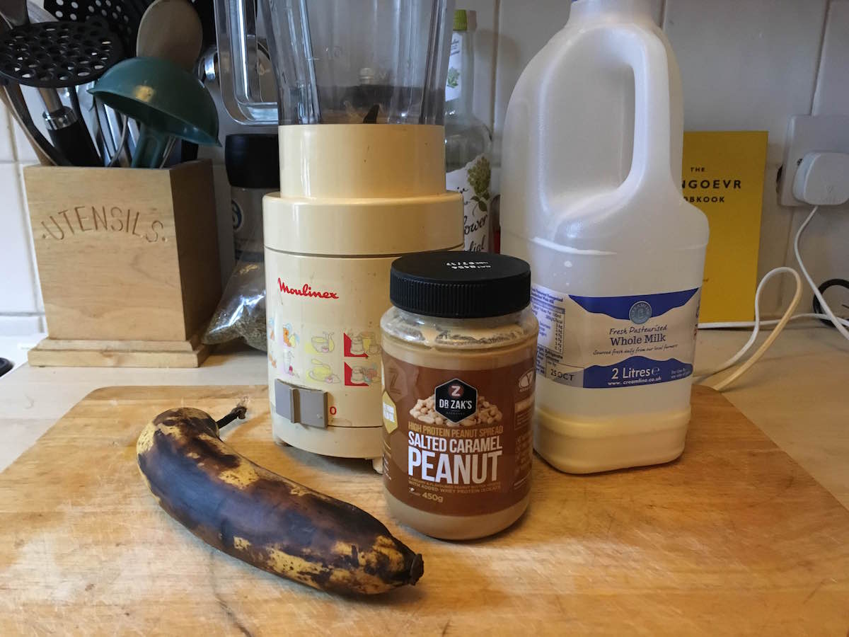 dr zaks recovery peanut butter sports nutrition protein smoothie drink cracker banana kitchen