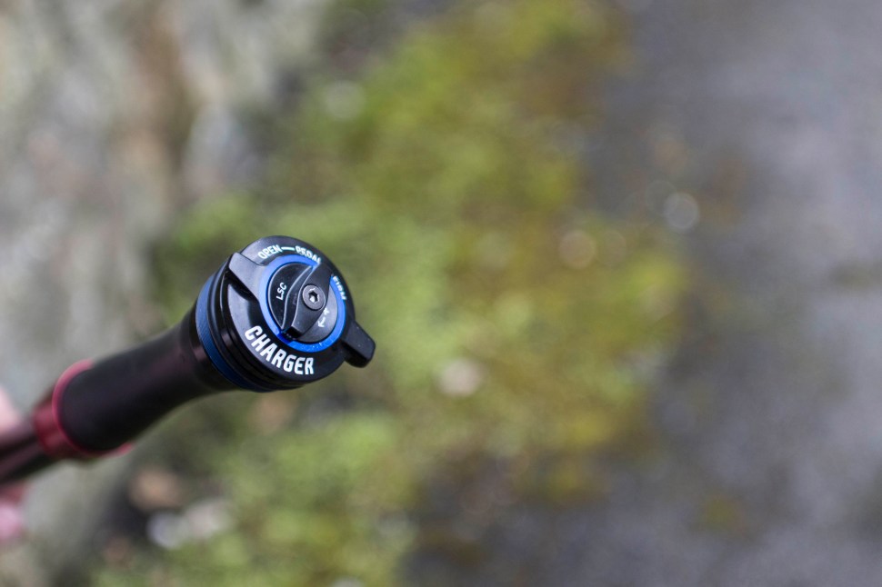 The concept with the DebonAir spring inside the new Pike fork is exactly the same. The execution is a little different. Rather than the visually enlarged air can for the DebonAir rear shocks, all the changes for the DebonAir spring in the Pike occur inside the left-hand fork leg. A change in the location of the transfer port between the positive and negative air chambers has helped to increase the negative spring chamber by 10%. That doesn't sound like a whole lot, but I can assure you the change is wholeheartedly noticeable on the trail.