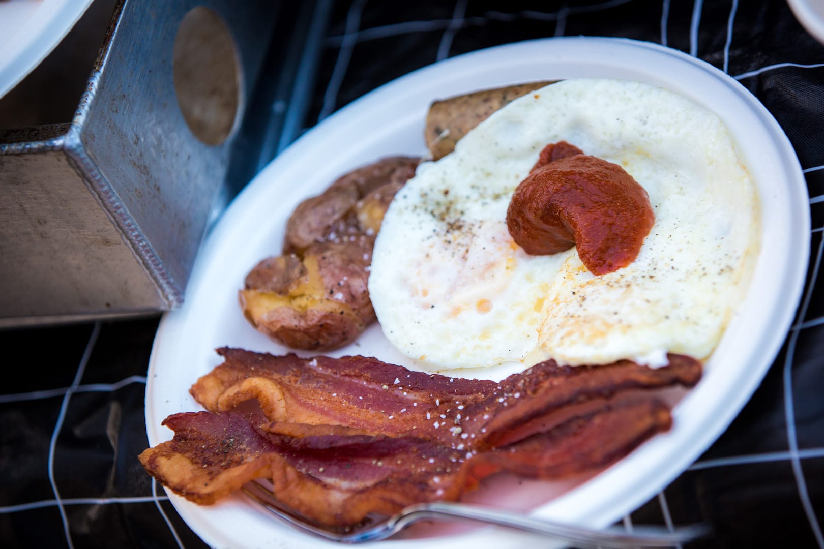 food breakfast bacon eggs