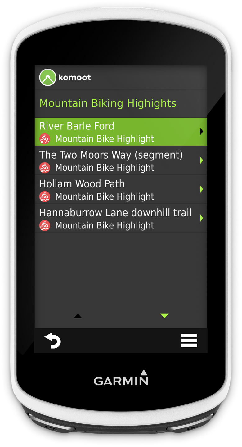 Komoot's new Garmin app.