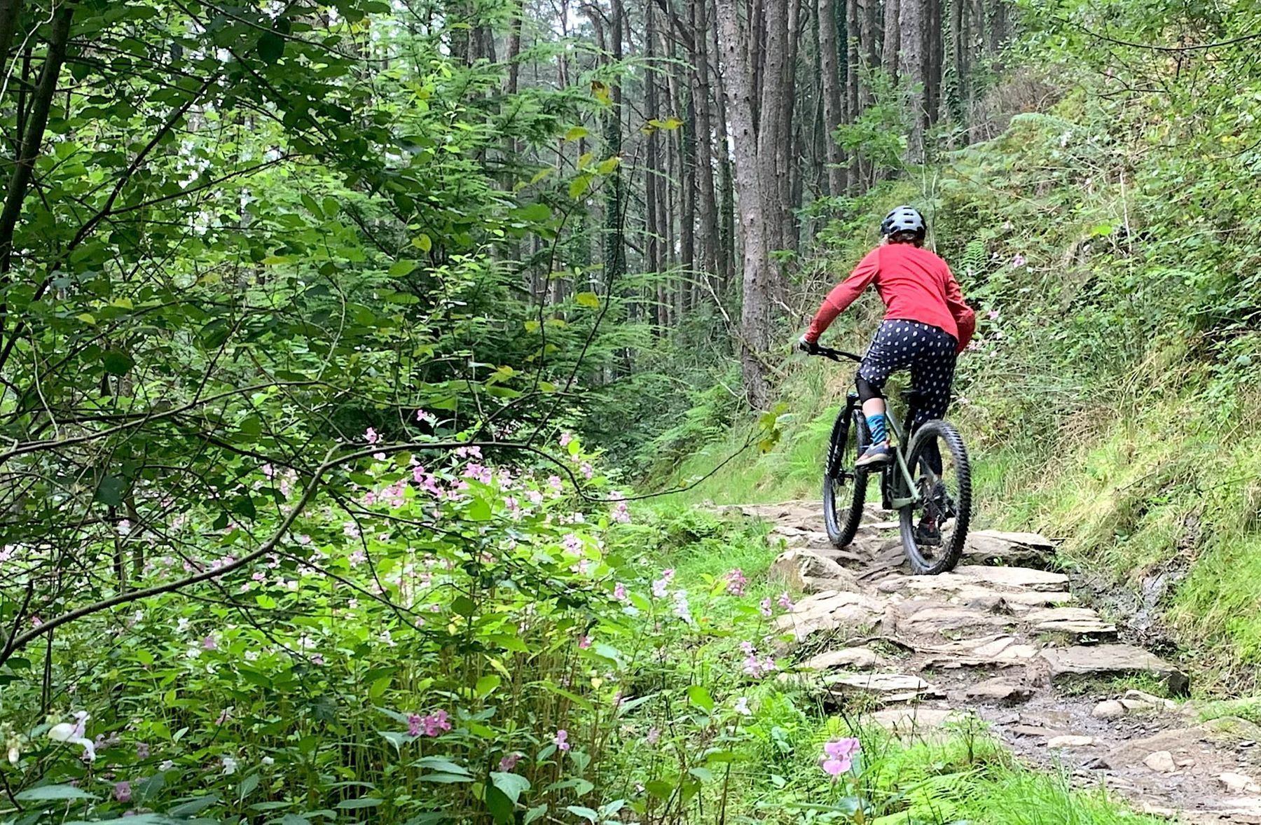 hannah climbing at afan bike park