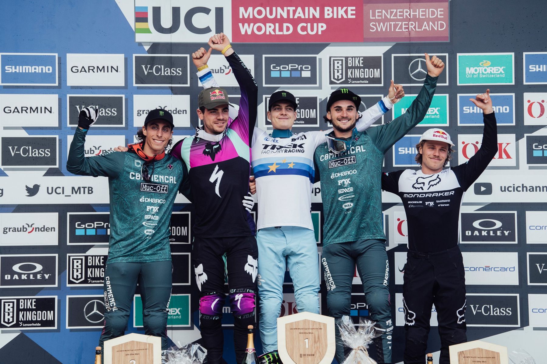 elite men's podium Lenzerheide Dh world cup 2021