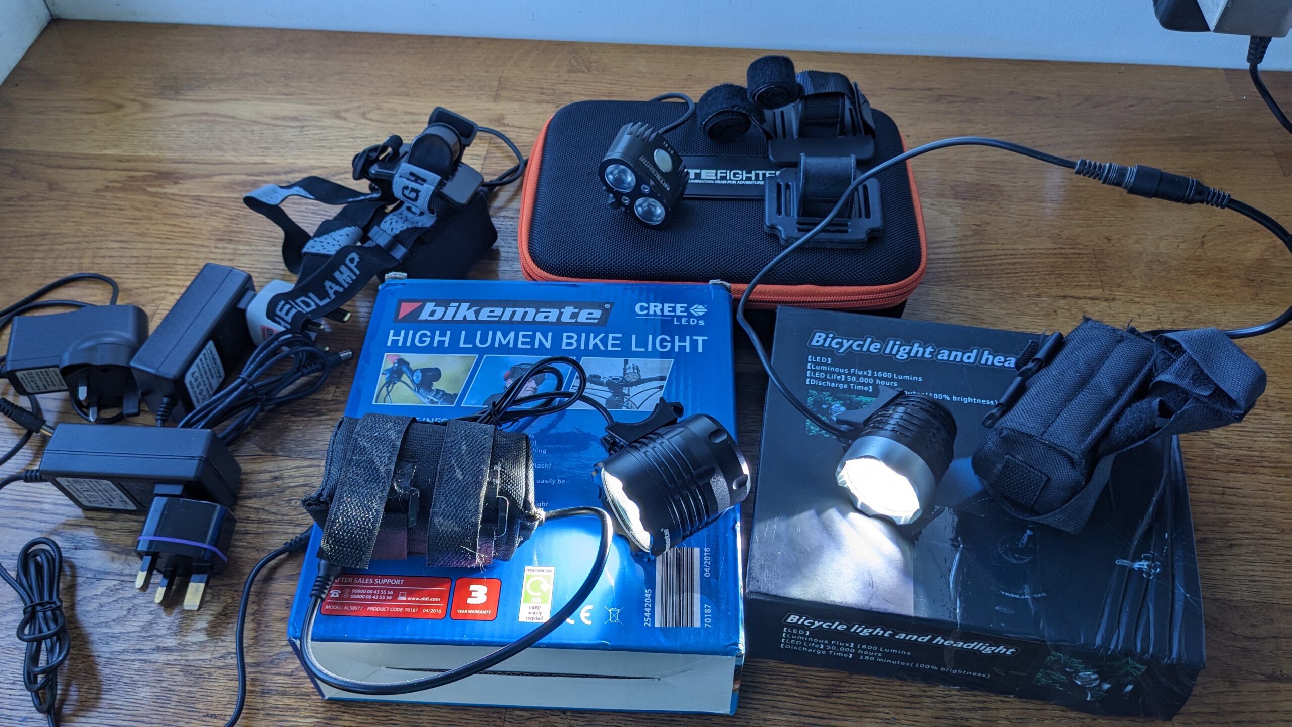 Various lights, batteries and chargers FREE
