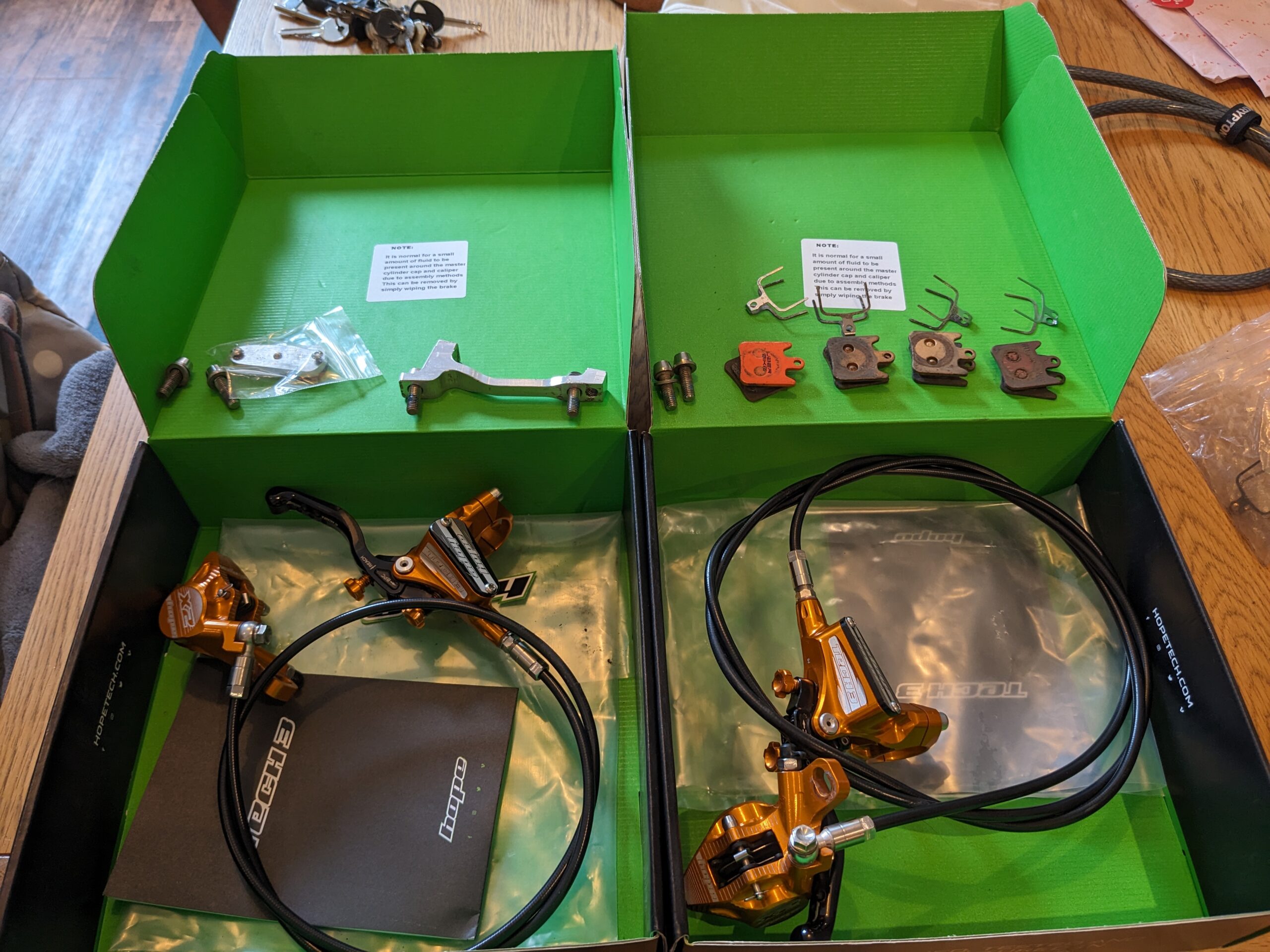 Hope Tech 3 X2 brakes pair with spares