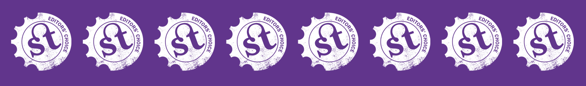 A series of editor's choice badges featuring the text 'Editors' Choice' on a purple background.