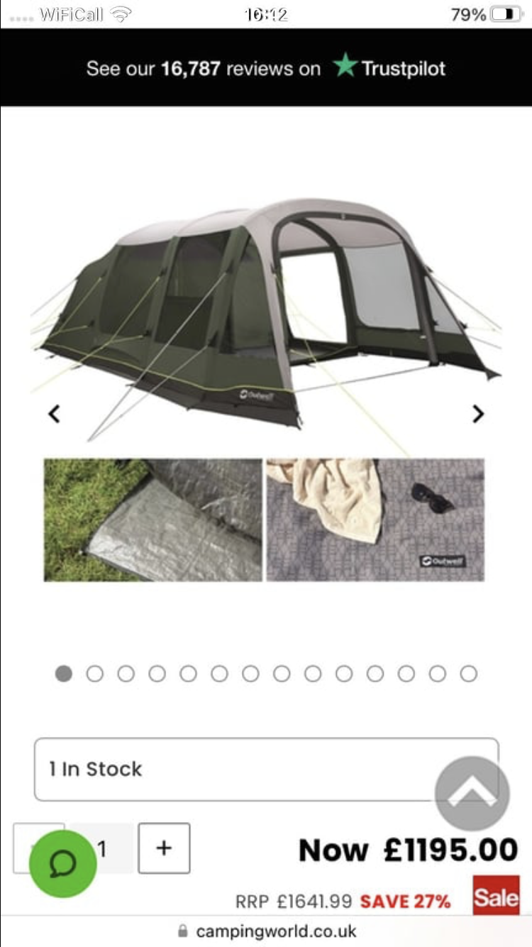 Outwell Parkdale 6PA air tent with footprint BRAND NEW