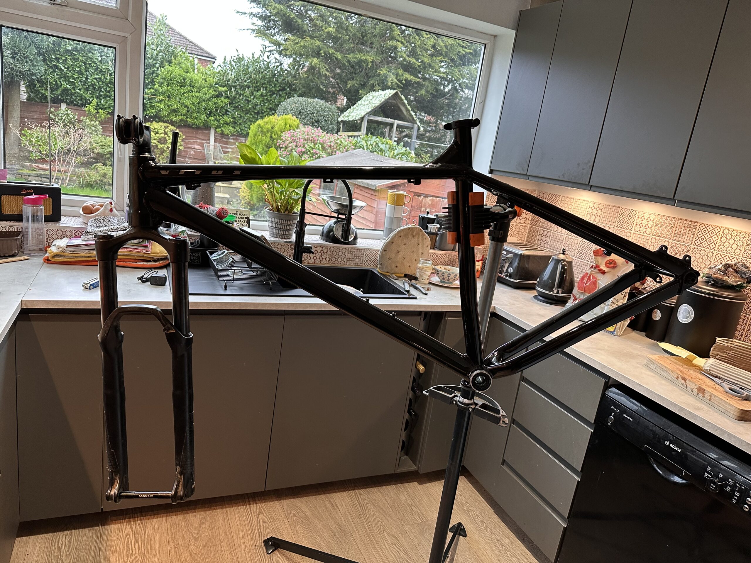 Rolling chassis – brand new XL Vitus Sentier frame & WTB wheels/Schwalbe tyres, used Recon fork