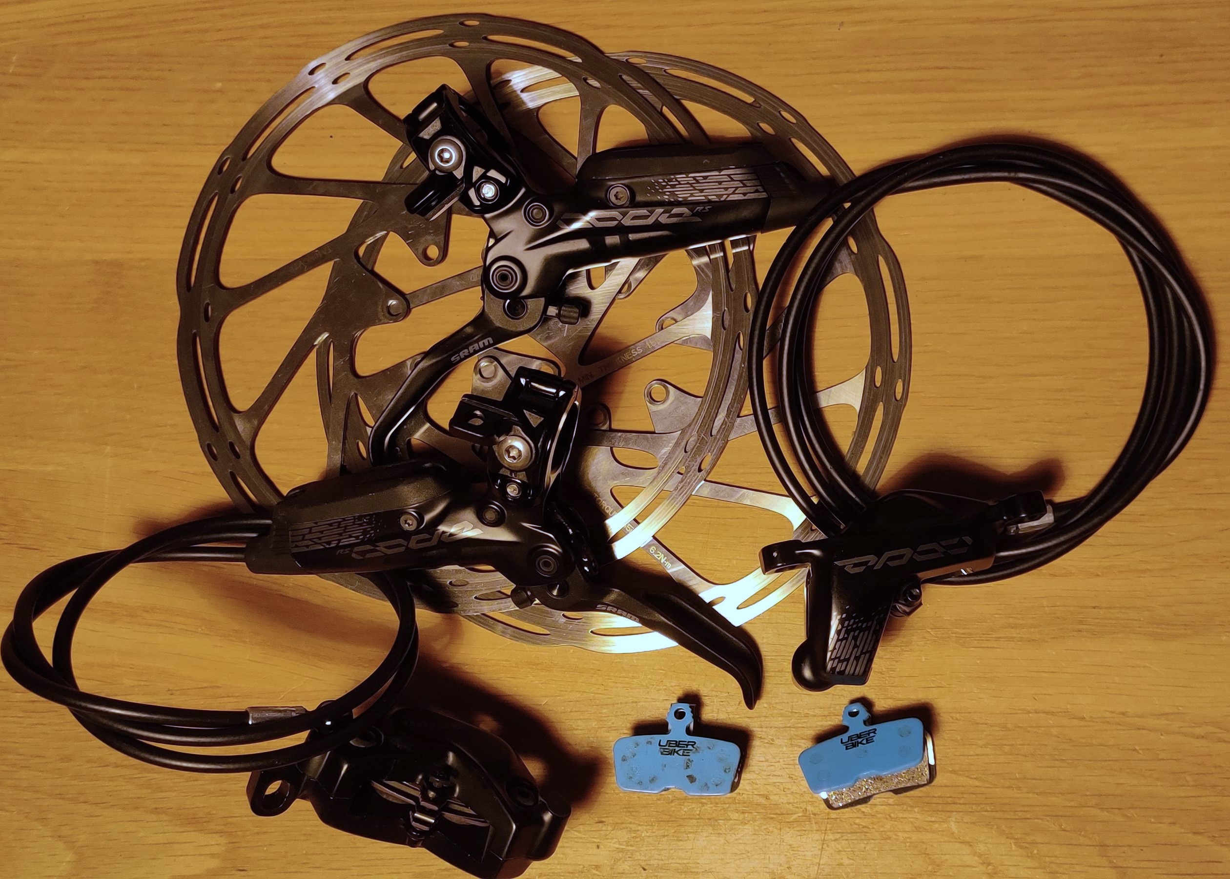 SRAM Code RS Brakes, Black, 200mm 6 bolt discs, Galfer E-bike pads