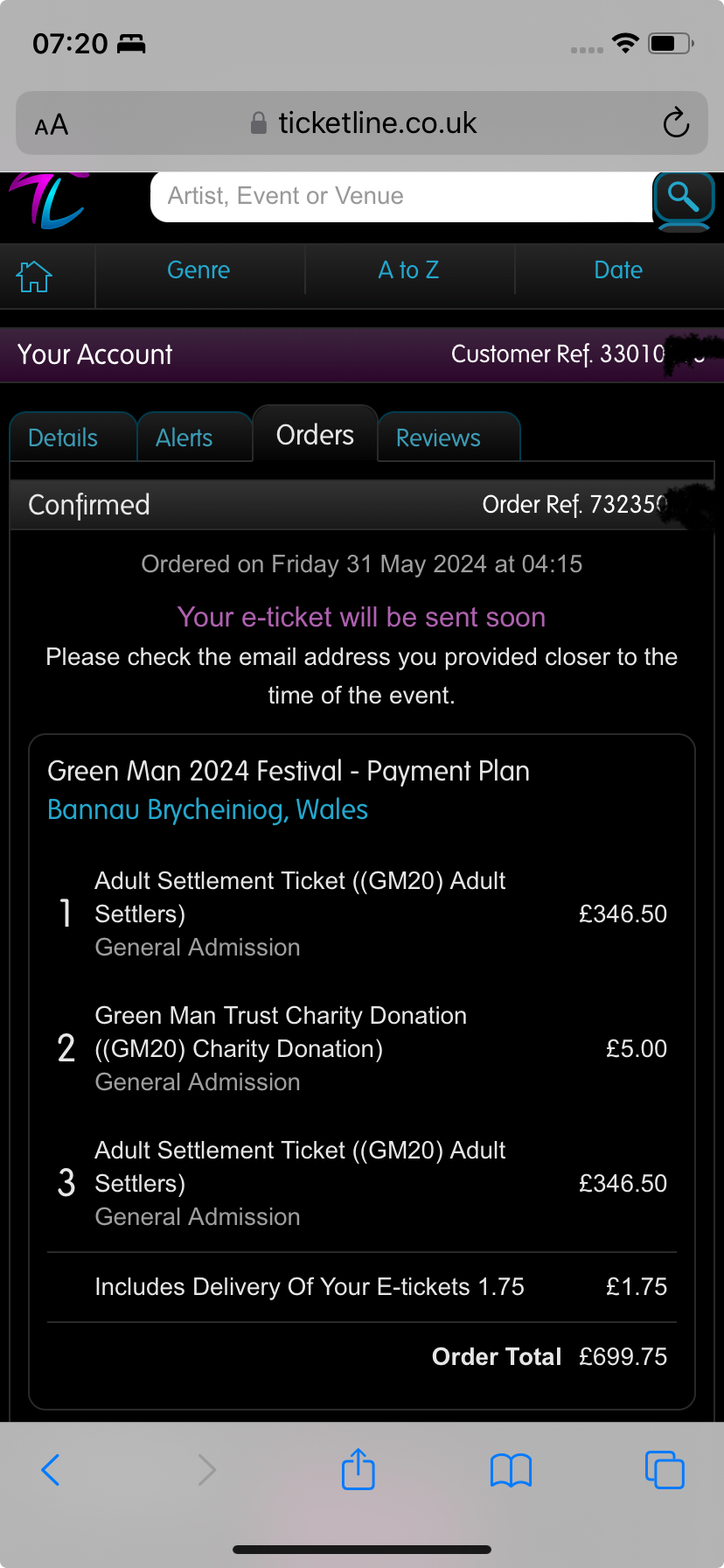 2 Greenman festival settlers pass and general admission