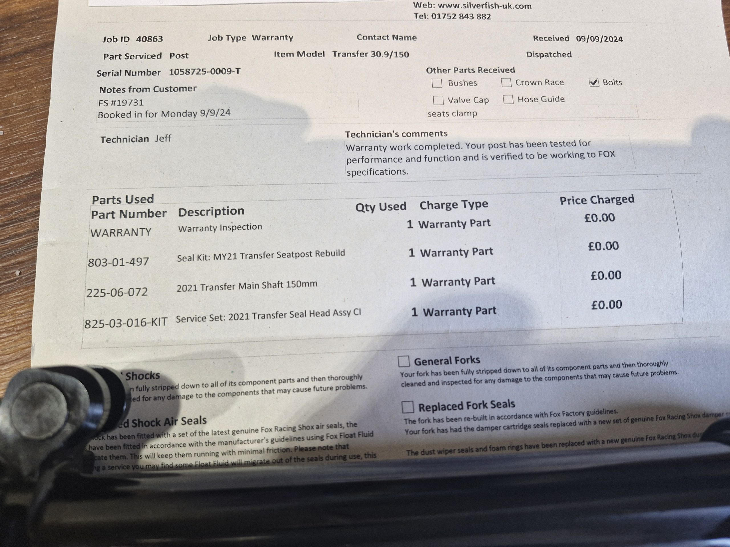 Fox Transfer 150mm 30.9