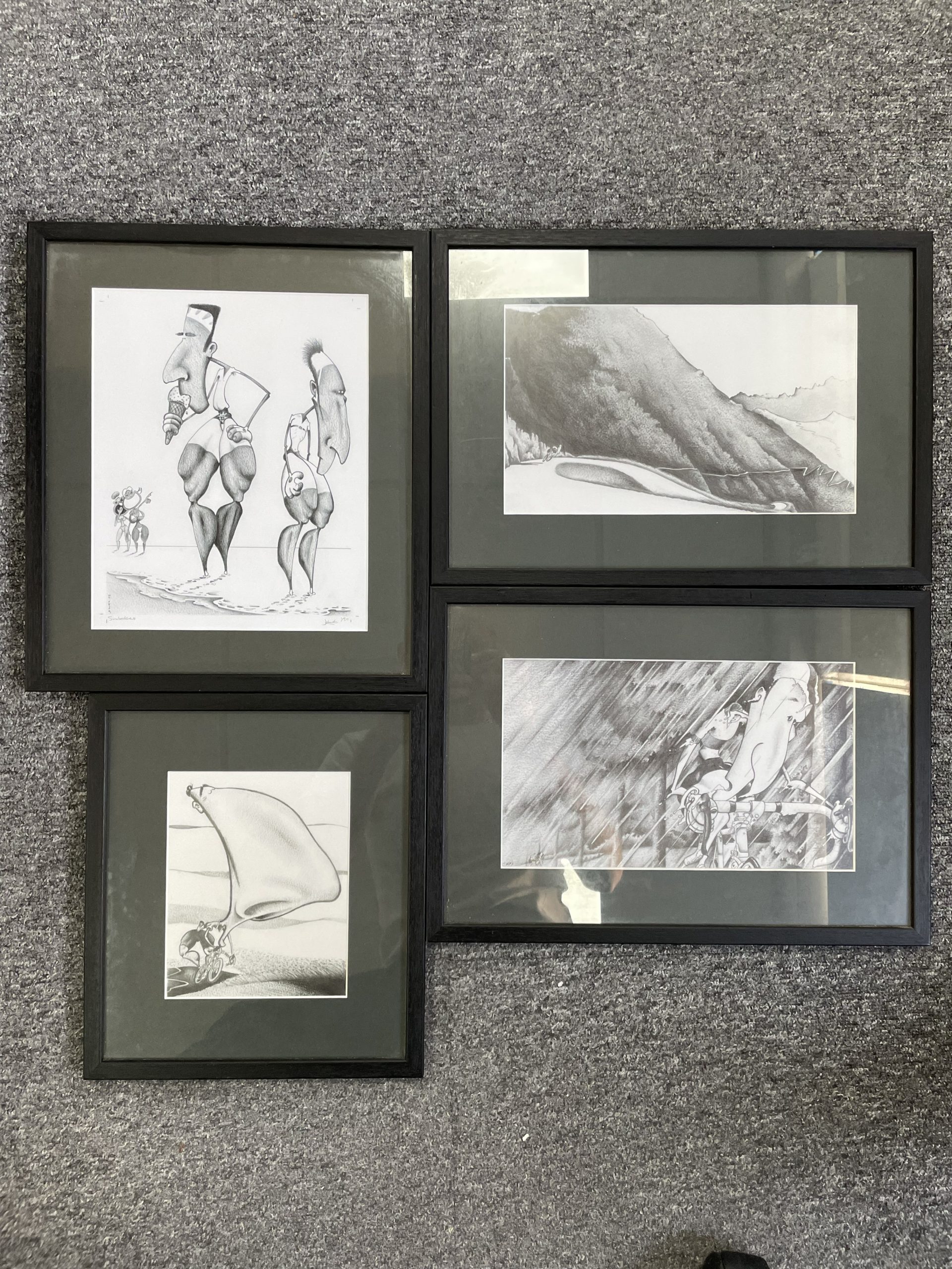 Set of 4 framed Jo Burt ‘Velo’ prints signed/numbered