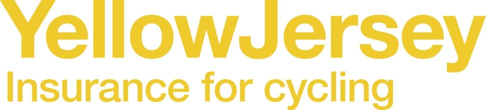 Logo of Yellow Jersey with the tagline 'Insurance for cycling' in yellow letters.