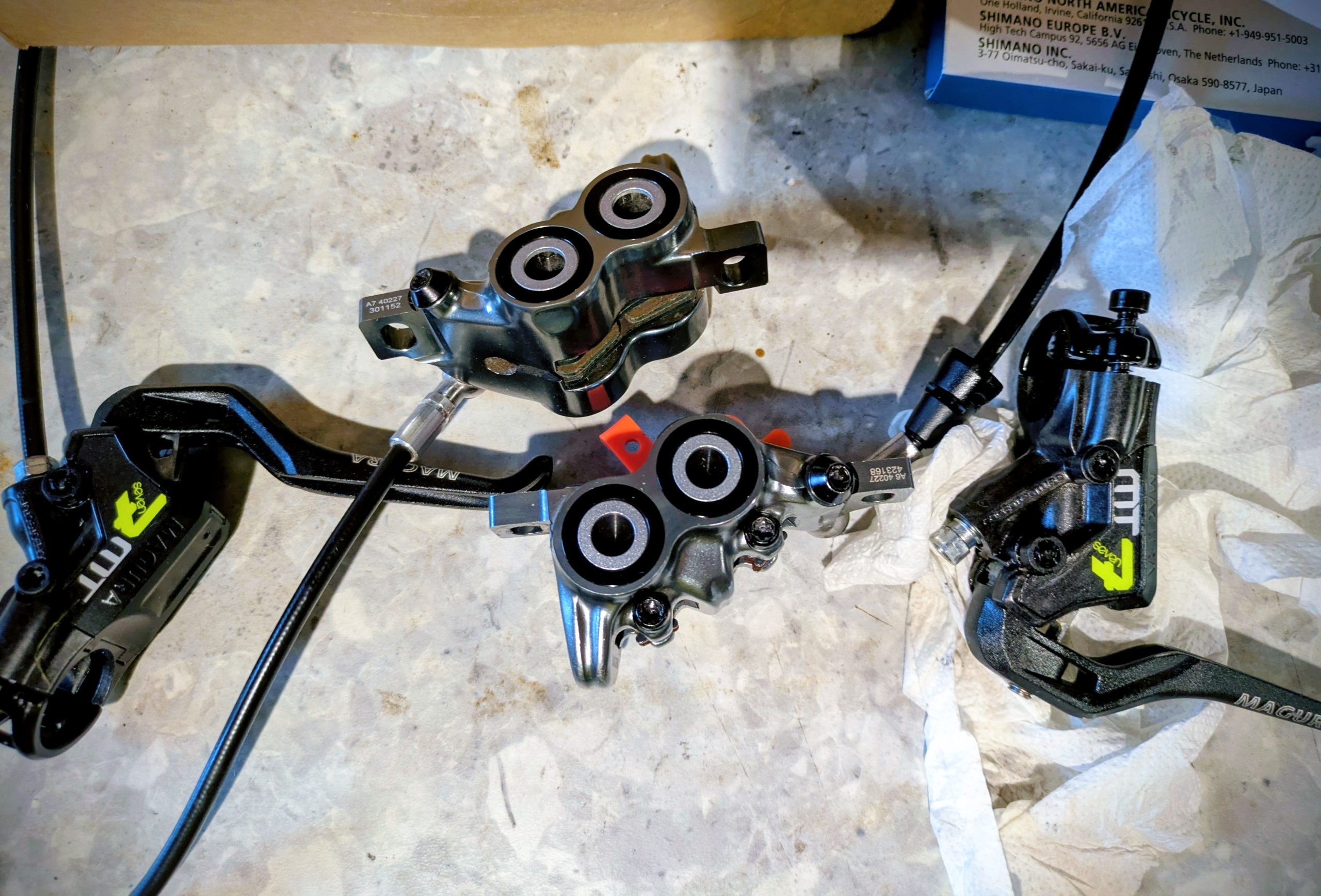 *SOLD* Brakeset. Magura MT7 immaculate (+spares)