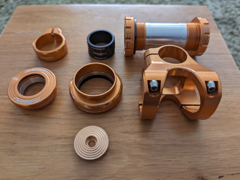 RIDEWORKS Finishing Parts in Anodised Copper.