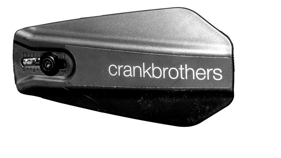 Crankbrothers handguard in black and silver with the brand name 'crankbrothers' prominently displayed.