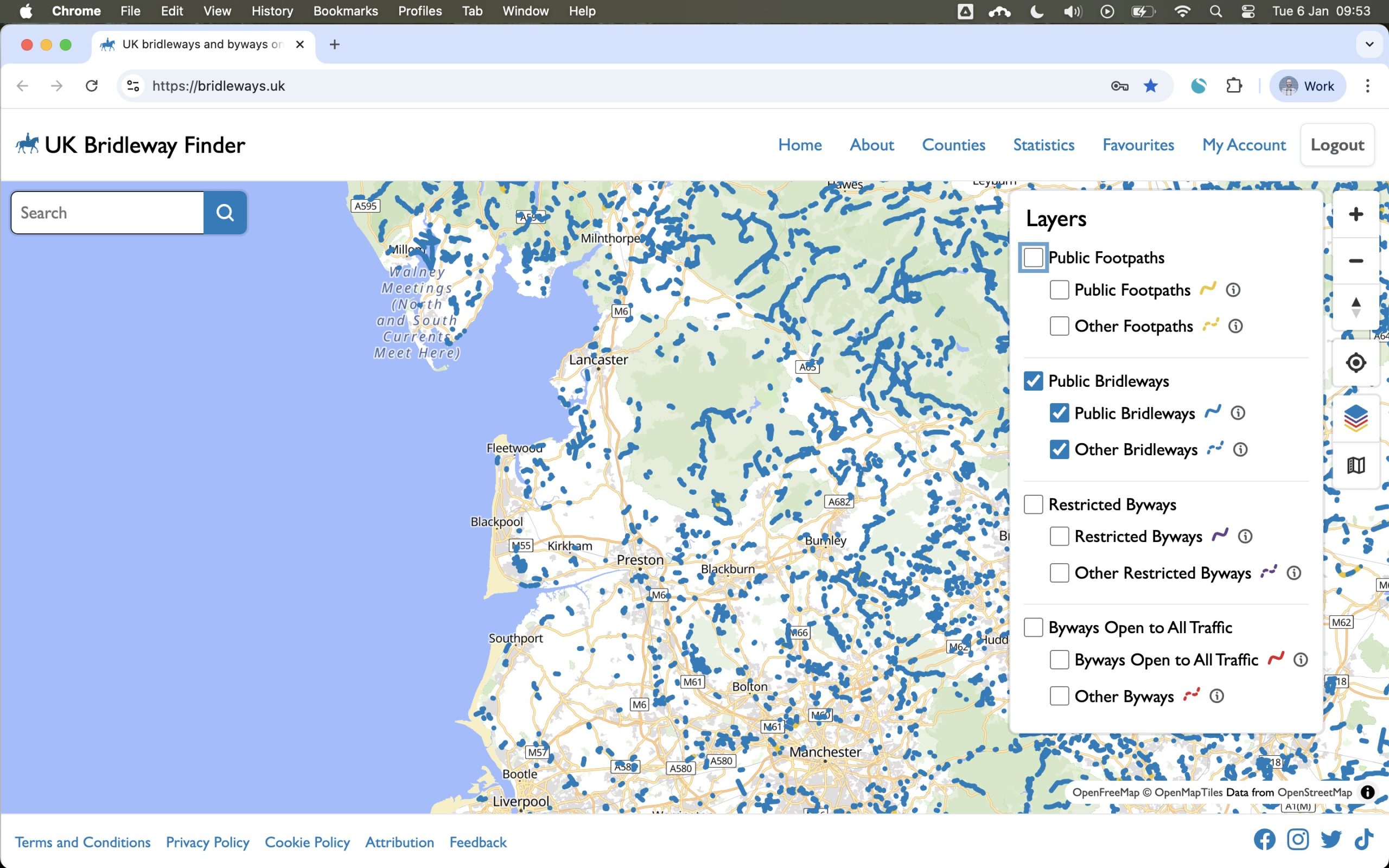 How many miles of bridleway does your county have?