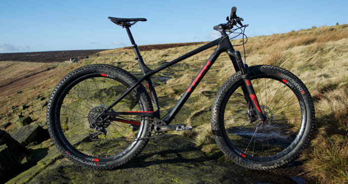 The Trek Stache 9.8 carbon 29+ hardtail with Mid-Stay elevated chainstay and Bontrager carbon wheels