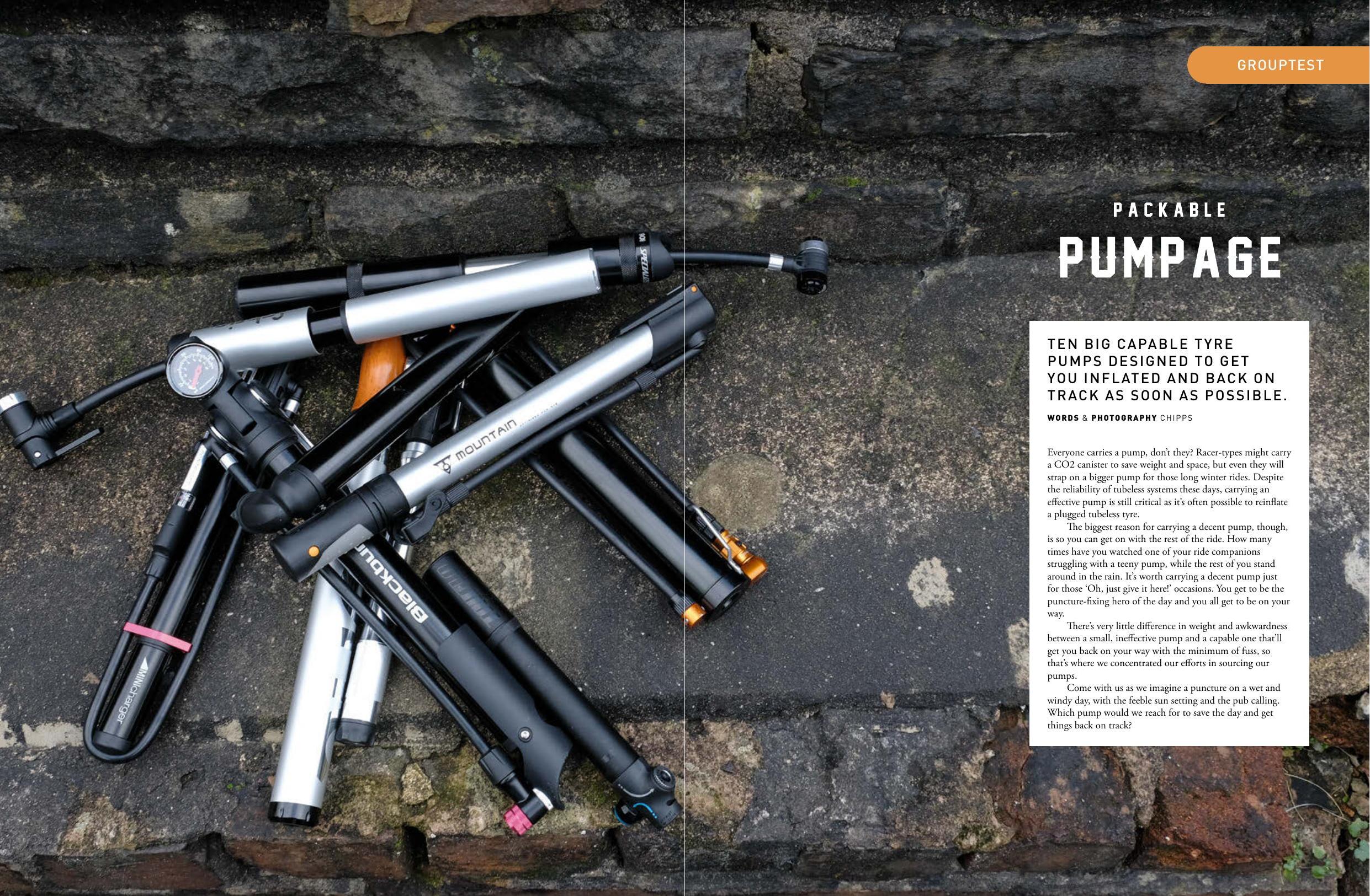 Magazine opening spread for the trail pumps grouptest in Singletrack Issue 111